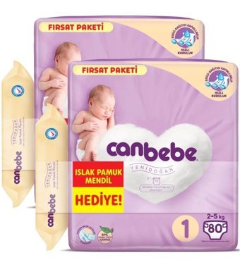 Canbebe 1 Numara Bantlı Bebek Bezi 160'lı