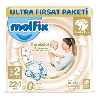 Molfix Pure Soft 2 Numara Bantlı Bebek Bezi 224'lü