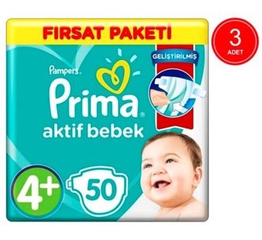 Prima Pampers 4 Numara Bantlı Bebek Bezi 3x50'li