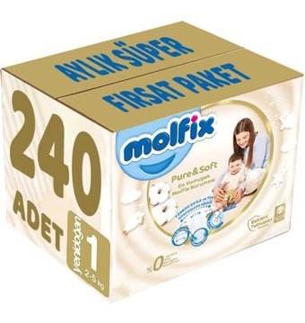 Molfix Pure Soft 1 Numara Bantlı Bebek Bezi 240'lı