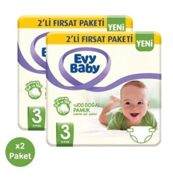 Evy Baby 3 Numara Bantlı Bebek Bezi 124'lü