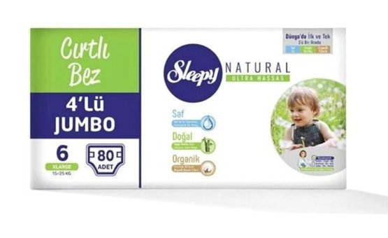 Sleepy Natural 6 Numara Bantlı Bebek Bezi 4x80'li