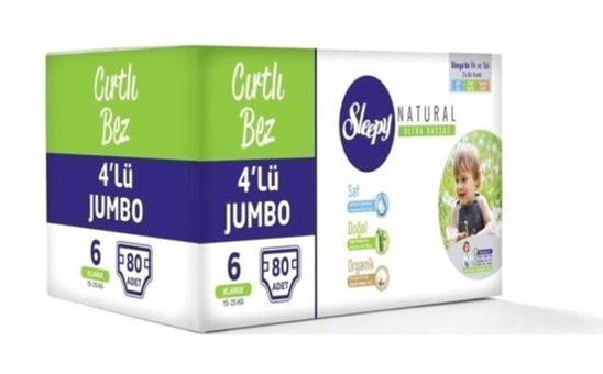 Sleepy Natural 6 Numara Bantlı Bebek Bezi 4x80'li