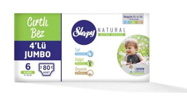 Sleepy Natural 6 Numara Bantlı Bebek Bezi 4x80'li