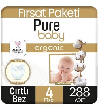 Pure Baby Organik 4 Numara Organik Bantlı Bebek Bezi 6x48'li