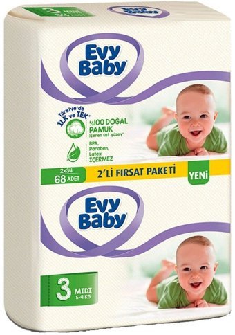 Evy Baby 3 Numara Bantlı Bebek Bezi 408'li