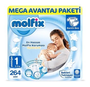 Molfix 1 Numara Bantlı Bebek Bezi 264'lü