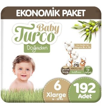 Baby Turco Doğadan 6 Numara Bantlı Bebek Bezi 6x32'li
