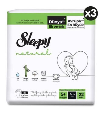 Sleepy Natural 5 Numara Bantlı Bebek Bezi 66'lı