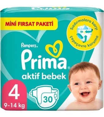 Prima 4 Numara Bantlı Bebek Bezi 30'lu