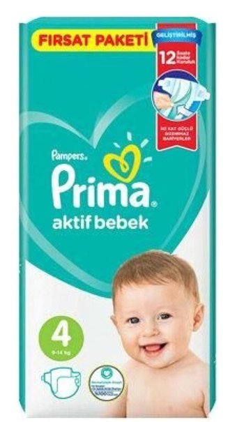Prima 4 Numara Bantlı Bebek Bezi 54'lü