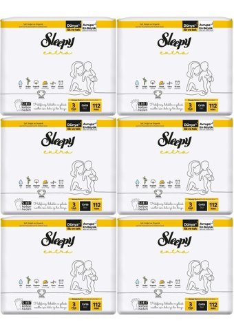 Sleepy 3 Numara Bantlı Bebek Bezi 6x112'li