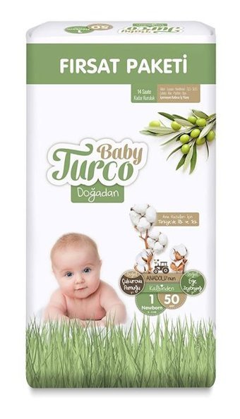 Baby Turco Doğadan 1 Numara Bantlı Bebek Bezi 50'li