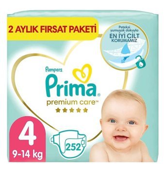 Prima Premium Care 4 Numara Bantlı Bebek Bezi 252'li