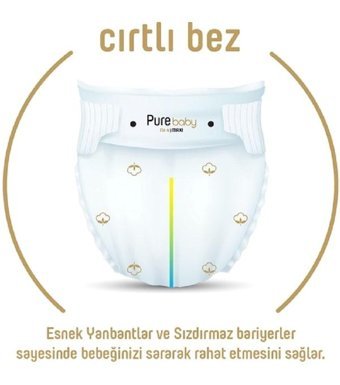 Pure Baby Organic 2 Numara Organik Bantlı Bebek Bezi 136'lı