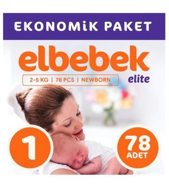 Elbebek Elite 1 Numara Bantlı Bebek Bezi 78'li