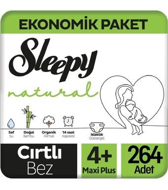 Sleepy Natural 4+ Numara Bantlı Bebek Bezi 6x44'lü
