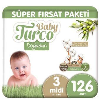 Baby Turco Doğadan 3 Numara Bantlı Bebek Bezi 126'lı