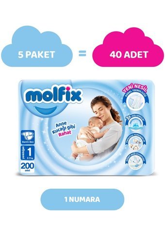 Molfix 1 Numara Bantlı Bebek Bezi 200'lü