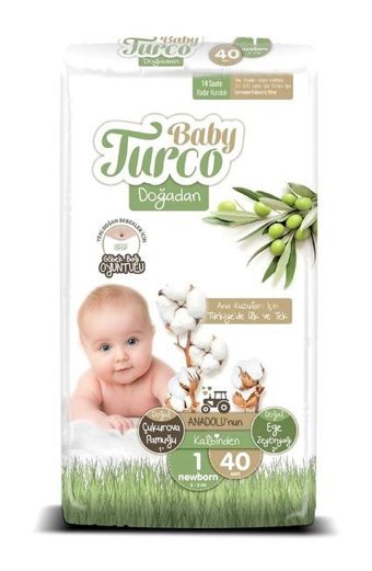 Baby Turco Doğadan 1 Numara Bantlı Bebek Bezi 40'lı
