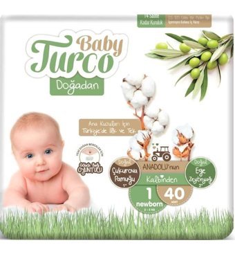 Baby Turco Doğadan 1 Numara Bantlı Bebek Bezi 40'lı