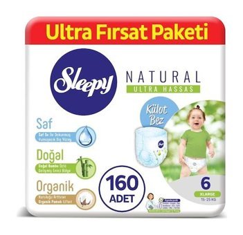 Sleepy Natural 6 Numara Külot Bebek Bezi 2x80'li