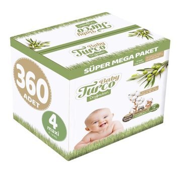 Baby Turco Doğadan 4 Numara Bantlı Bebek Bezi 360'lı