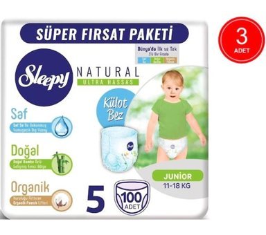 Sleepy Natural 5 Numara Külot Bebek Bezi 3x100'lü