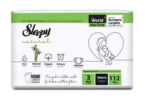 Sleepy Natural 3 Numara Bantlı Bebek Bezi 112'li