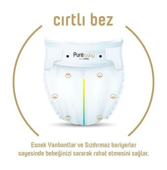 Pure Baby Organik 3 Numara Organik Bantlı Bebek Bezi 5x56'lı