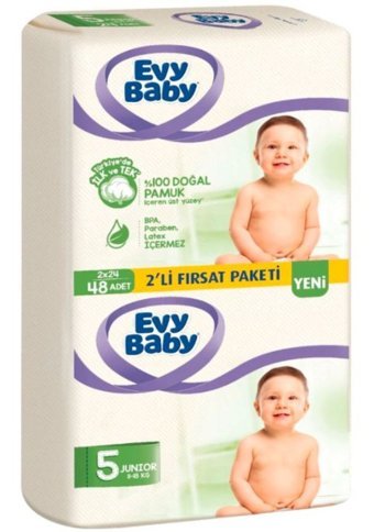 Evy Baby 5 Numara Bantlı Bebek Bezi 48'li