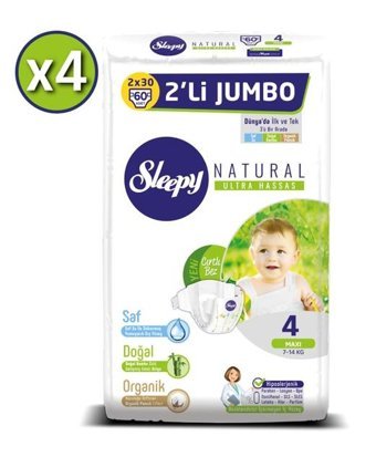 Sleepy Natural 4 Numara Bantlı Bebek Bezi 240'lı