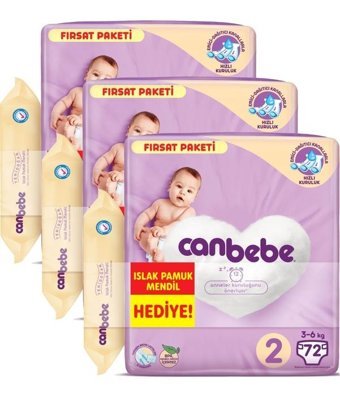 Canbebe 2 Numara Bantlı Bebek Bezi 216'lı