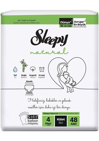 Sleepy Natural 4 Numara Külot Bebek Bezi 6x48'li
