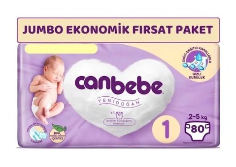 Canbebe 1 Numara Bantlı Bebek Bezi 80'li