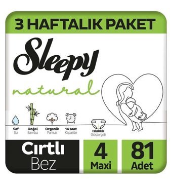 Sleepy Natural 4 Numara Bantlı Bebek Bezi 81'li