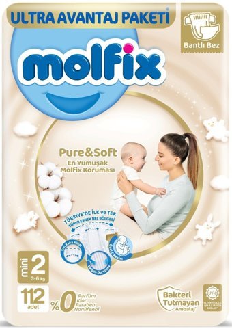 Molfix Pure Soft 2 Numara Bantlı Bebek Bezi 448'li