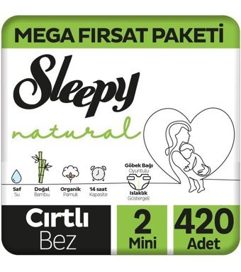 Sleepy Natural 2 Numara Bantlı Bebek Bezi 420'li
