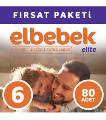 Elbebek Elite 6 Numara Bantlı Bebek Bezi 80'li