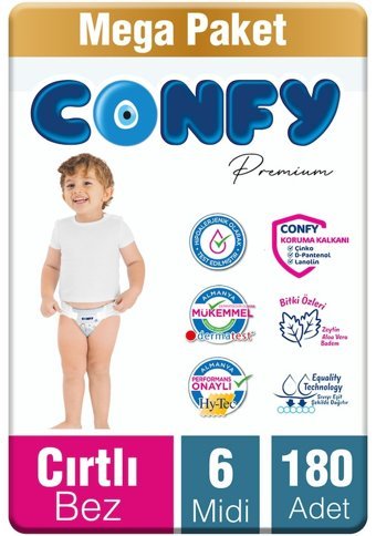 Confy 6 Numara Bantlı Bebek Bezi 180'li
