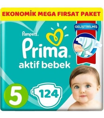 Prima Pampers 5 Numara Bantlı Bebek Bezi 124'lü