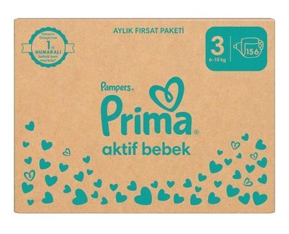Prima 3 Numara Bantlı Bebek Bezi 156'lı