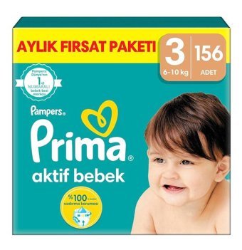 Prima 3 Numara Bantlı Bebek Bezi 156'lı