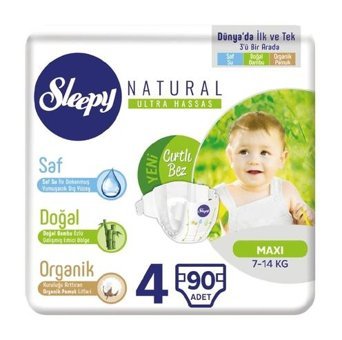 Sleepy Natural 4 Numara Bantlı Bebek Bezi 90'lı