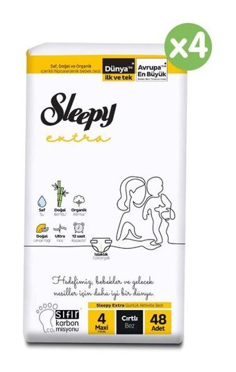 Sleepy Extra 4 Numara Bantlı Bebek Bezi 192'li