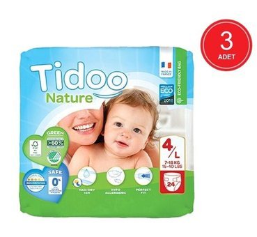 Tidoo Nature 4 Numara Organik Bantlı Bebek Bezi 3x24'lü