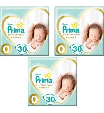 Prima Premium Care 0 Numara Bantlı Bebek Bezi 3x30'lu