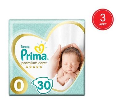 Prima Premium Care 0 Numara Bantlı Bebek Bezi 3x30'lu