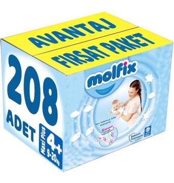 Molfix 4 Numara Bantlı Bebek Bezi 208'li