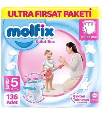 Molfix 5 Numara Külot Bebek Bezi 2x68'li